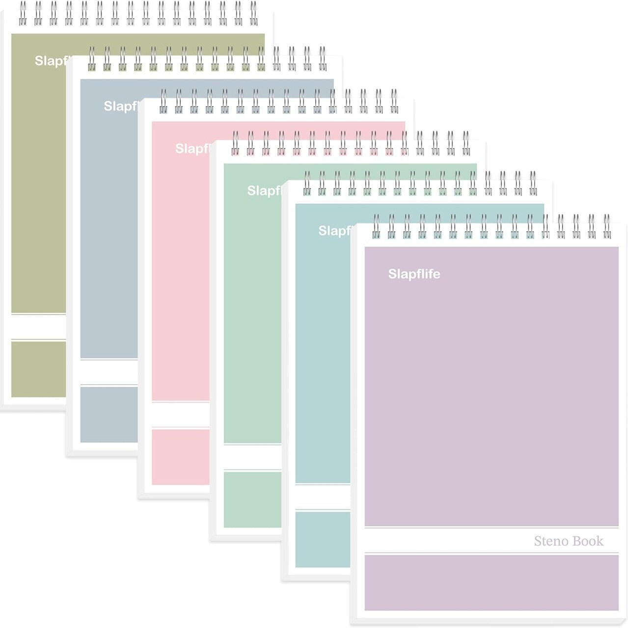 Steno Pads Spiral 6X9 Inches, 6 Pack Top Spiral Steno Pads,Gregg Rule,80 Sheets,Steno Notebooks Top Spiral for School,University,Work,Office